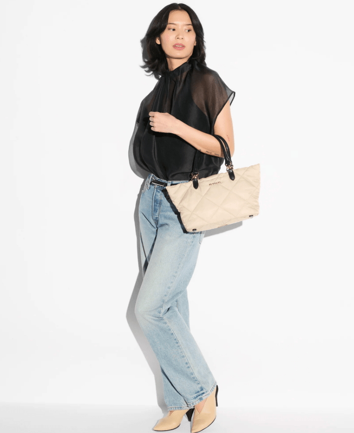 MZ Wallace MADISON SMALL EAST - WEST TOTE BUFF/BLACK Handbags | Shop now at Main &amp; Taylor Shoes!