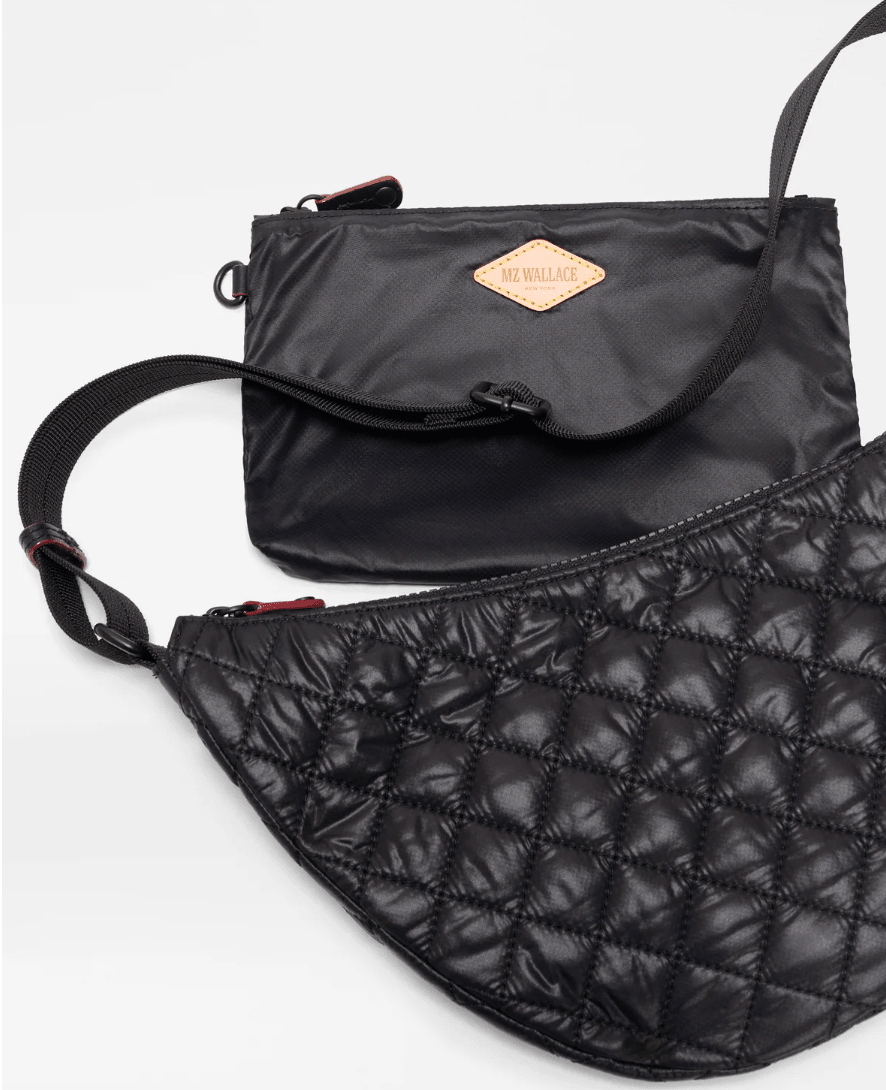 MZ Wallace METRO SMILE SMALL BLACK CROSSBODY Handbags | Shop now at Main &amp; Taylor Shoes!
