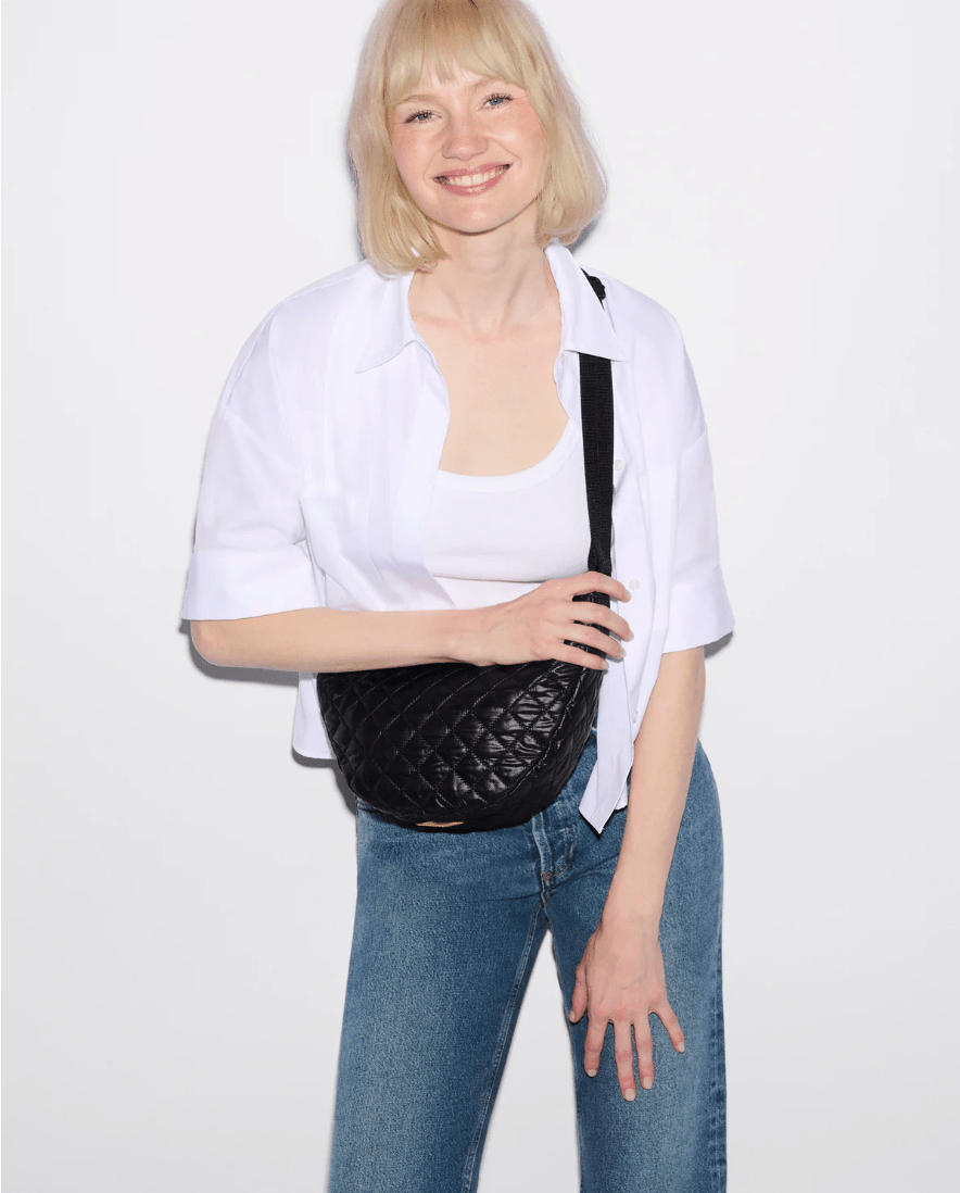MZ Wallace METRO SMILE SMALL BLACK CROSSBODY Handbags | Shop now at Main &amp; Taylor Shoes!