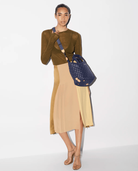 MZ Wallace SUTTON SMALL DELUXE NAVY TOTE Handbags | Shop now at Main &amp; Taylor Shoes!