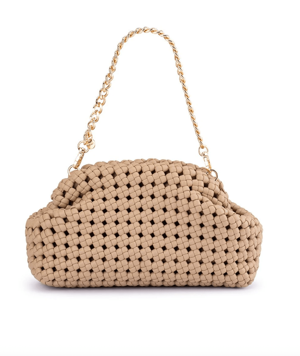 Olga Berg EVERLY WOVEN NATURAL Handbags | Shop now at Main & Taylor Shoes!