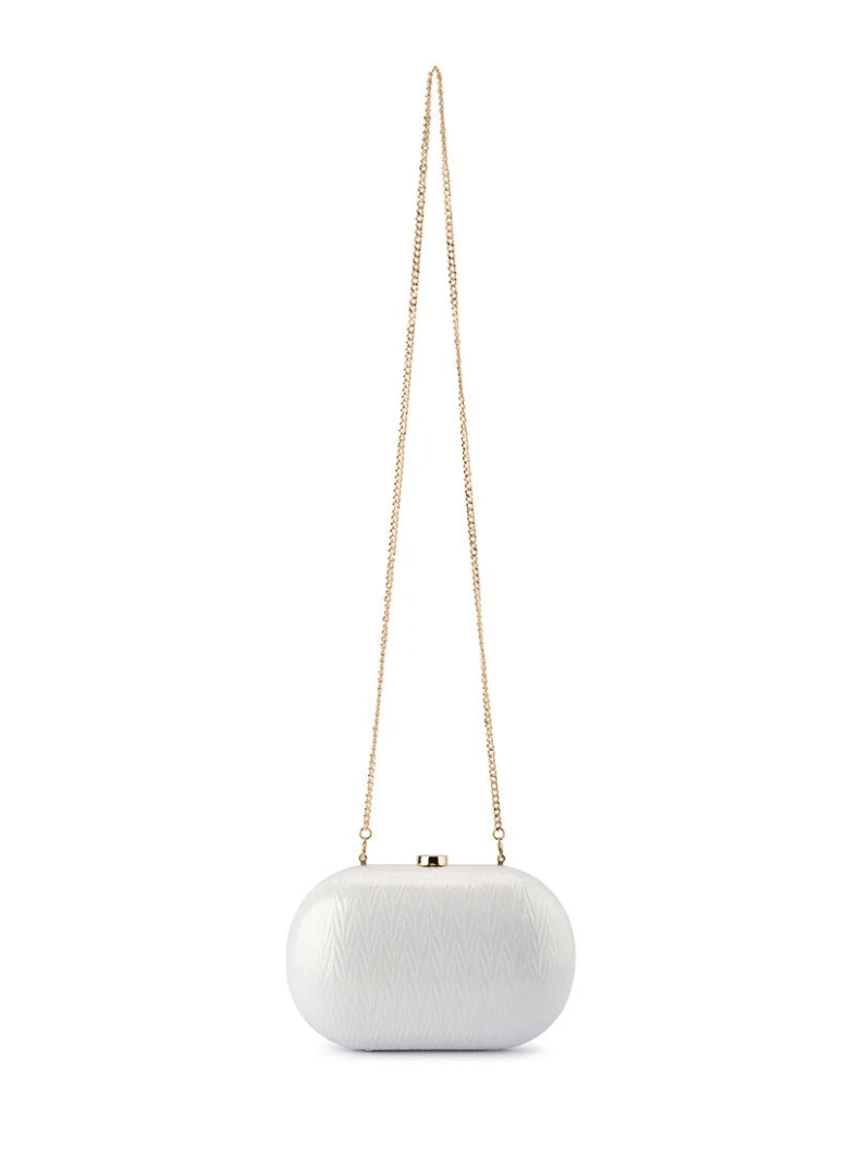 Olga Berg IZZA OVAL PEARL CLUTCH Handbags | Shop now at Main & Taylor Shoes!