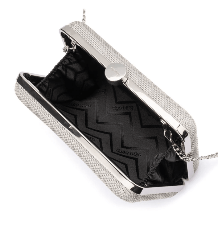 Olga Berg JEN MESH SILVER CLUTCH Handbags | Shop now at Main &amp; Taylor Shoes!