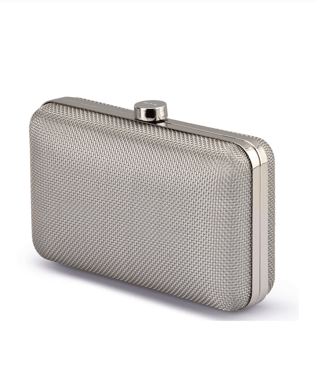 Olga Berg JEN MESH SILVER CLUTCH Handbags | Shop now at Main & Taylor Shoes!