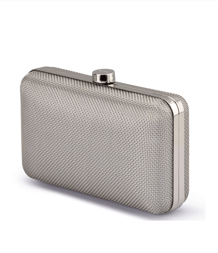 Olga Berg JEN MESH SILVER CLUTCH Handbags | Shop now at Main &amp; Taylor Shoes!