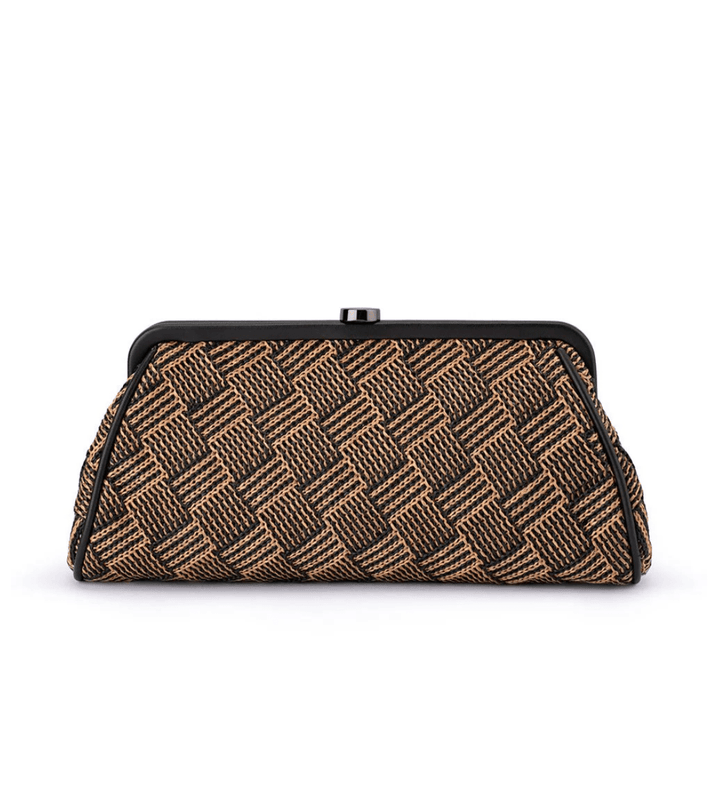 Olga Berg LOIS WOVEN BLACK CLUTCH Handbags | Shop now at Main &amp; Taylor Shoes!