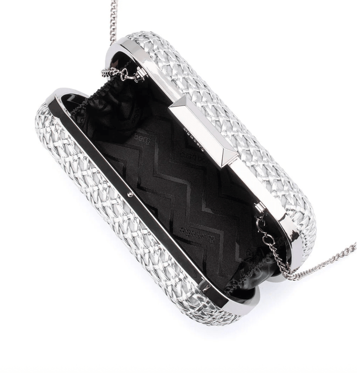 Olga Berg MALI TEXTURE SILVER CLUTCH Handbags | Shop now at Main &amp; Taylor Shoes!