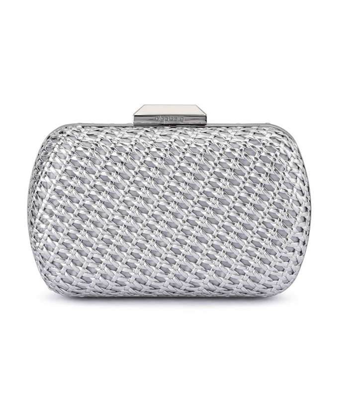 Olga Berg MALI TEXTURE SILVER CLUTCH Handbags | Shop now at Main &amp; Taylor Shoes!