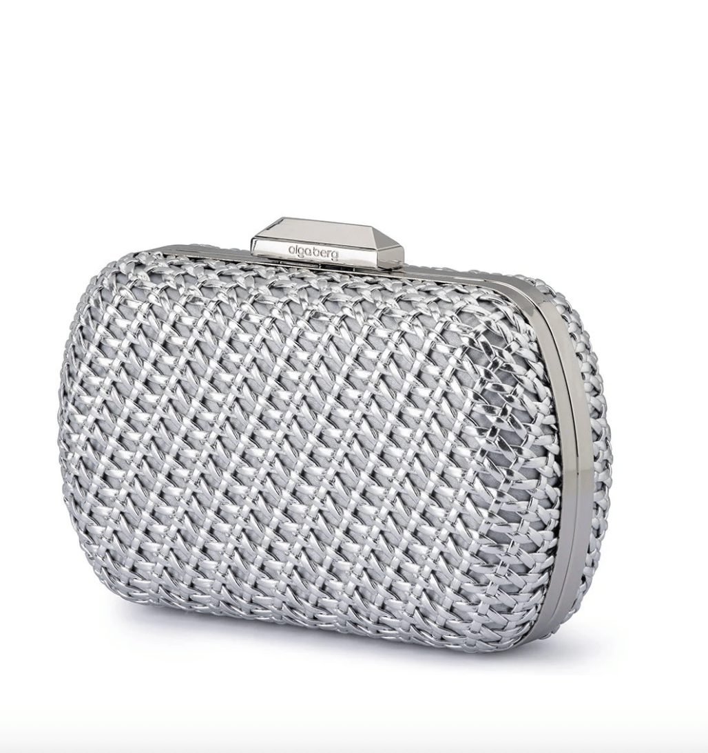 Olga Berg MALI TEXTURE SILVER CLUTCH Handbags | Shop now at Main &amp; Taylor Shoes!