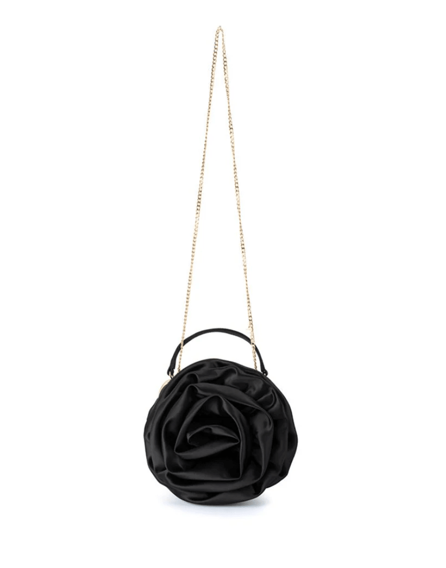 Olga Berg ROSITA ROSETTE BLACK BAG HANDBAGS | Shop now at Main &amp; Taylor Shoes!