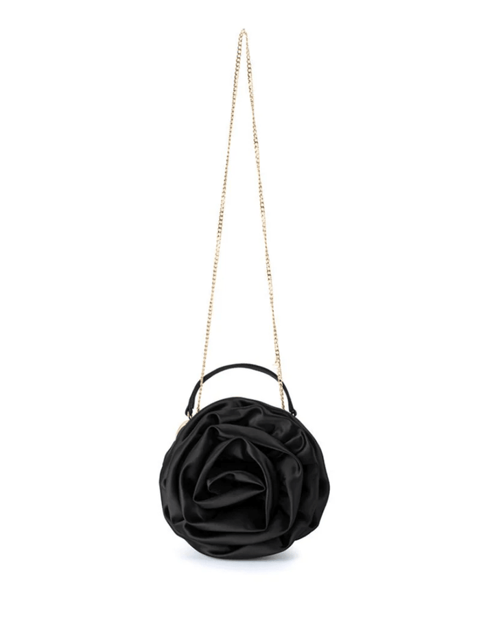 Olga Berg ROSITA ROSETTE BLACK BAG HANDBAGS | Shop now at Main &amp; Taylor Shoes!