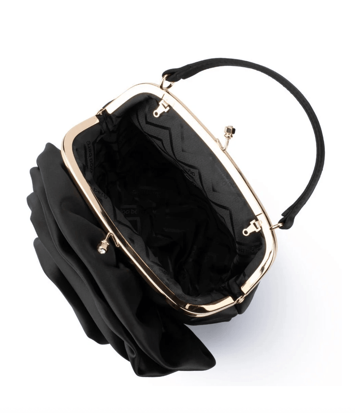 Olga Berg ROSITA ROSETTE BLACK BAG HANDBAGS | Shop now at Main &amp; Taylor Shoes!