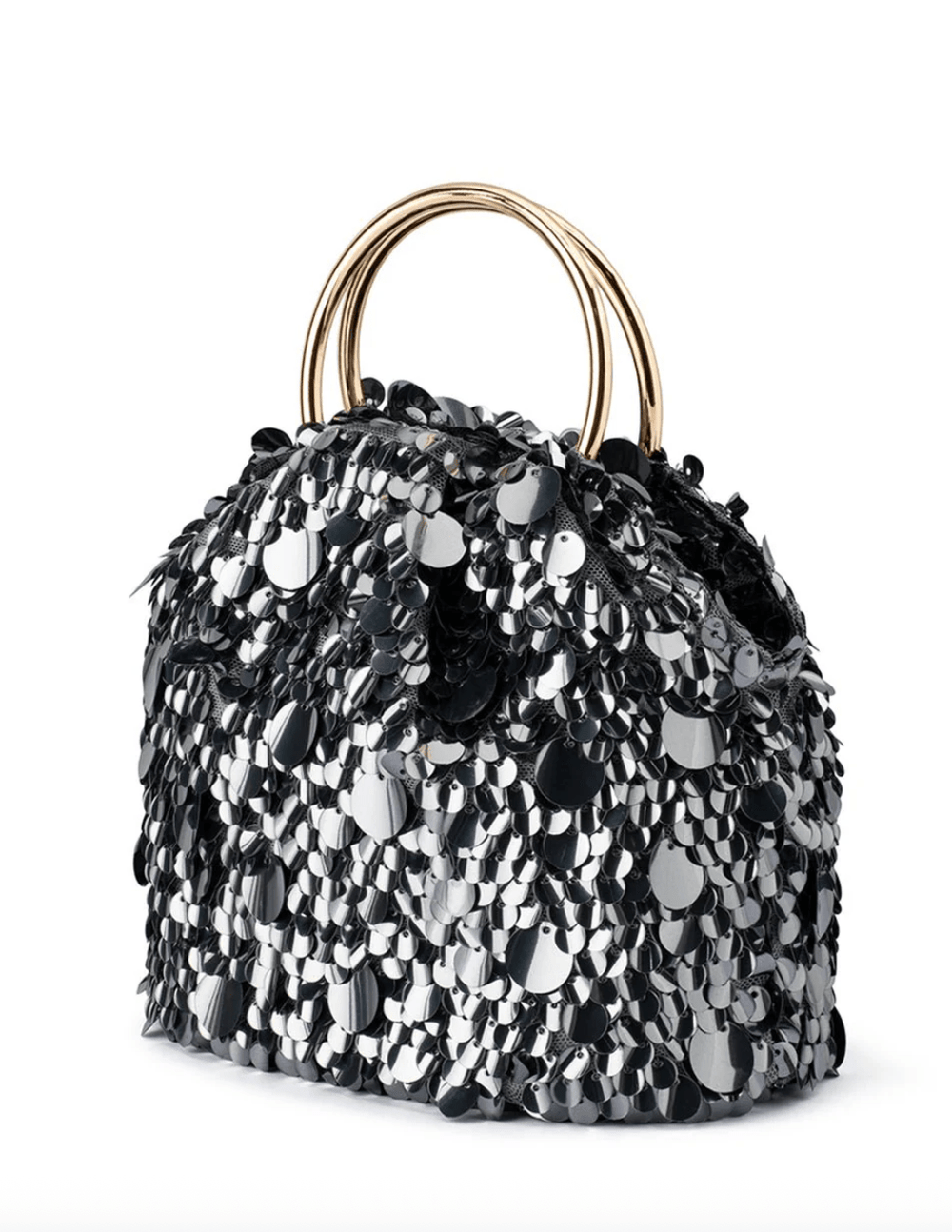 Olga Berg VERA SEQUIN GUNMETAL WRISTLET HANDBAGS | Shop now at Main & Taylor Shoes!