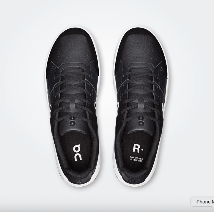 On Running ROGER CLUBHOUSE MEN BLACK/WHITE SNEAKER Shoes | Shop now at Main &amp; Taylor Shoes!