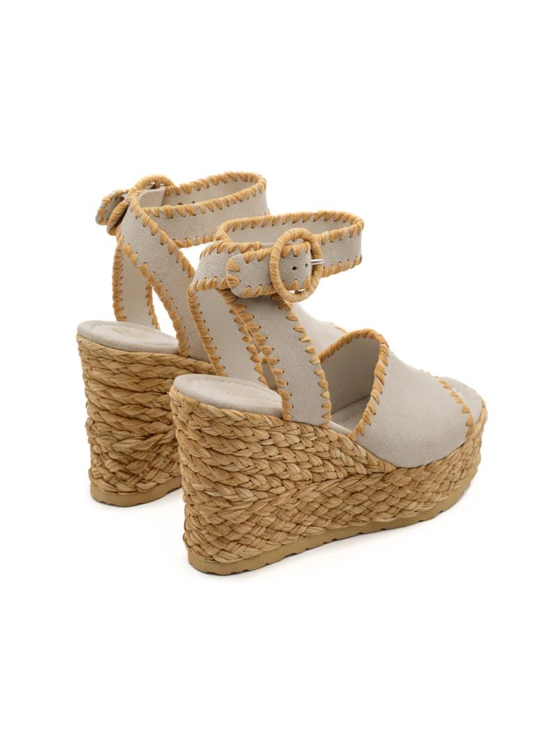 PALOMA BARCELO CINDY OFF WHITE SUEDE WEDGE Shoes | Shop now at Main &amp; Taylor Shoes!