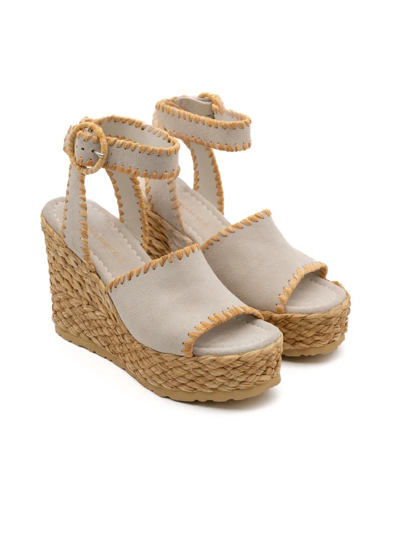 PALOMA BARCELO CINDY OFF WHITE SUEDE WEDGE Shoes | Shop now at Main & Taylor Shoes!