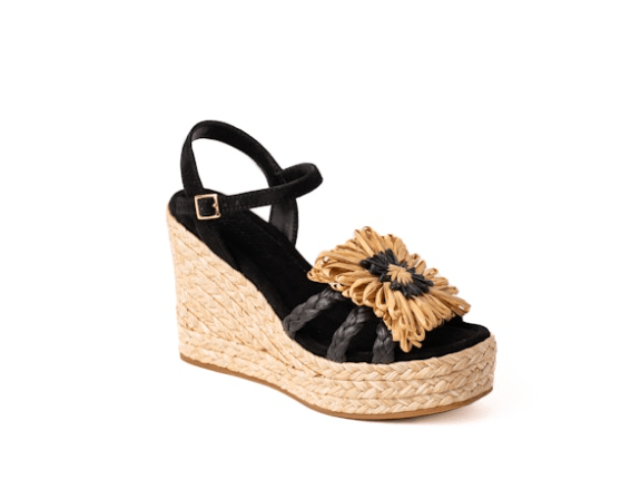 PALOMITAS FANNIE BLACK WEDGE SANDAL SHOES | Shop now at Main & Taylor Shoes!