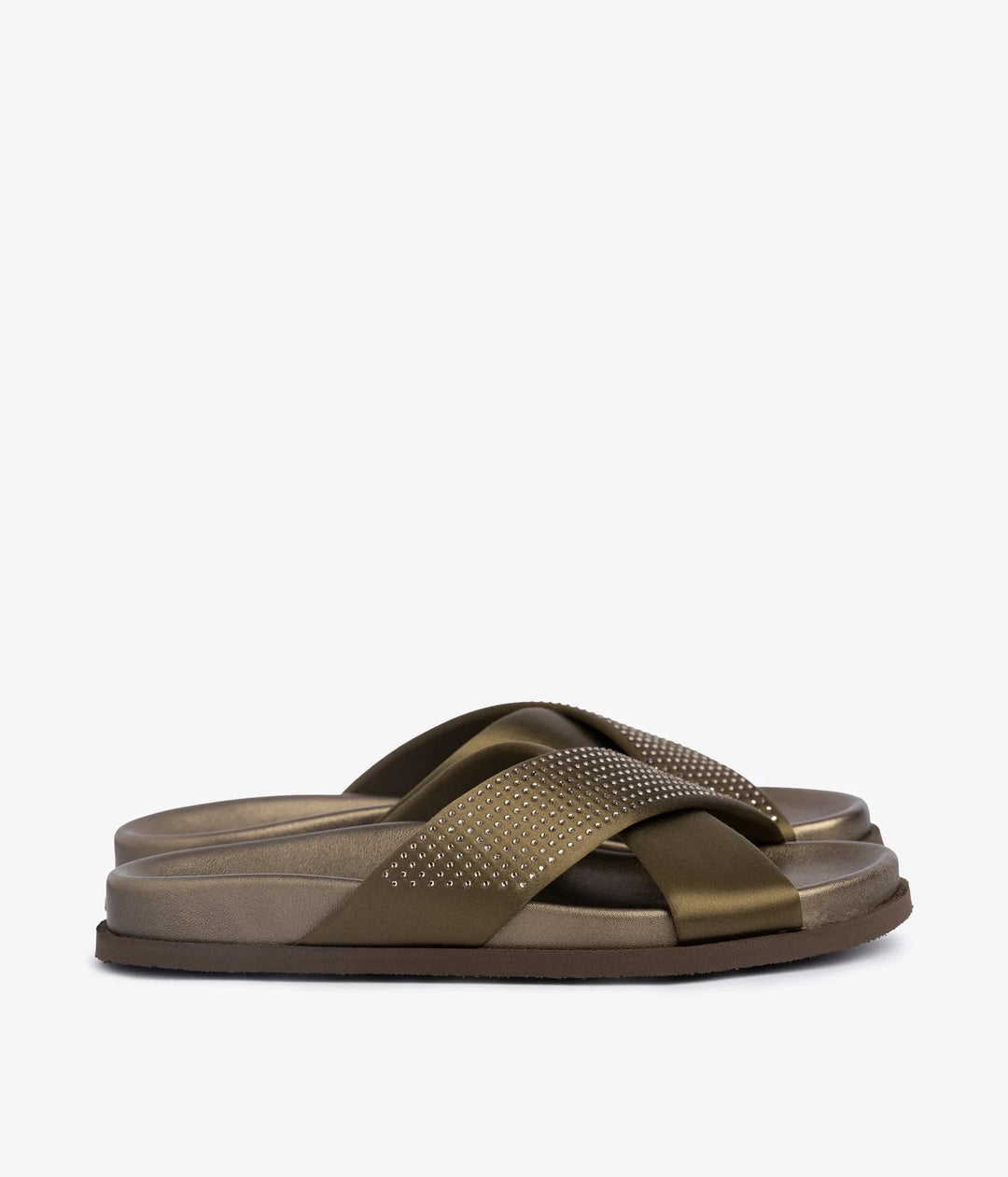 PEDRO GARCIA DALIANA OLIVADE SATIN SLIDE SHOES | Shop now at Main &amp; Taylor Shoes!