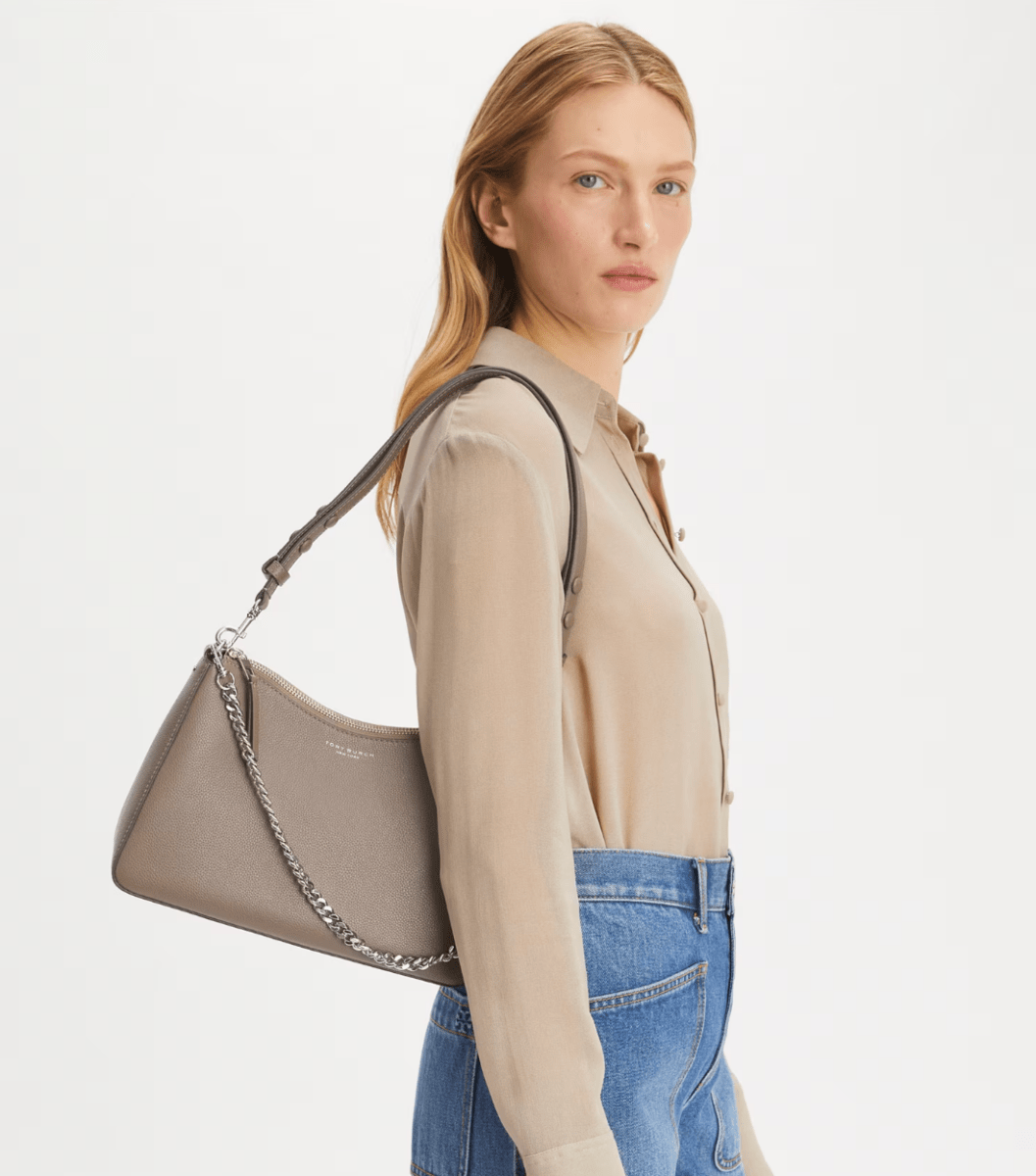 TORY BURCH HANDBAGS PERRY SHOULDER BAG WILD MUSHROOM HANDBAGS | Shop now at Main & Taylor Shoes!