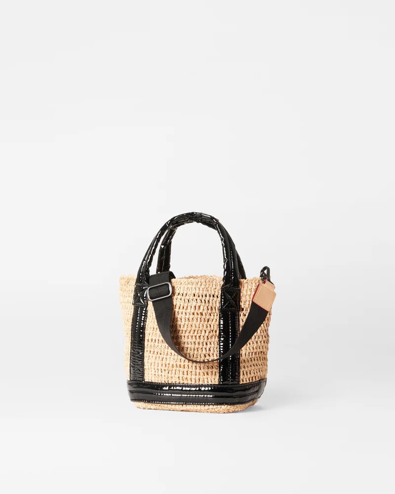 MZ WALLACE RAFFIA MINI TOTE BLACK LACQUER Shoe Main & Taylor Shoes