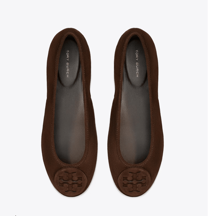 TORY BURCH REVA TRAVEL BALLET DARK COCOA Shoes | Shop now at Main &amp; Taylor Shoes!