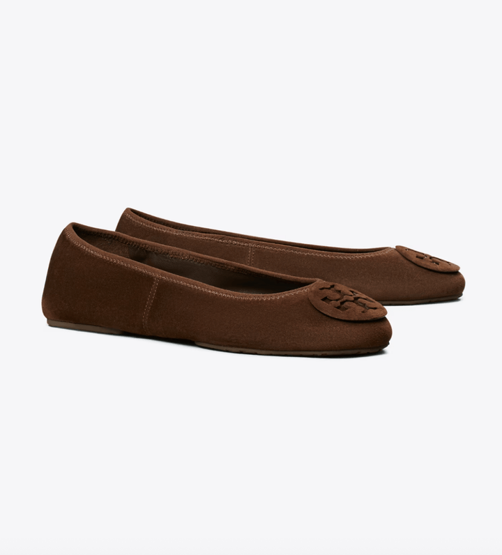 TORY BURCH REVA TRAVEL BALLET DARK COCOA Shoes | Shop now at Main &amp; Taylor Shoes!