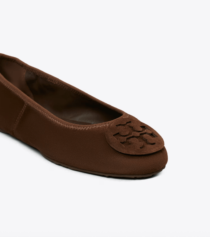TORY BURCH REVA TRAVEL BALLET DARK COCOA Shoes | Shop now at Main &amp; Taylor Shoes!