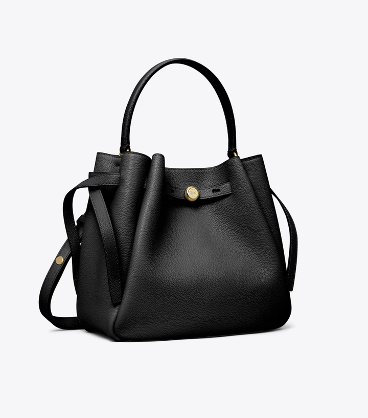 TORY BURCH HANDBAGS ROMY BUCKET BAG BLACK HANDBAGS | Shop now at Main &amp; Taylor Shoes!