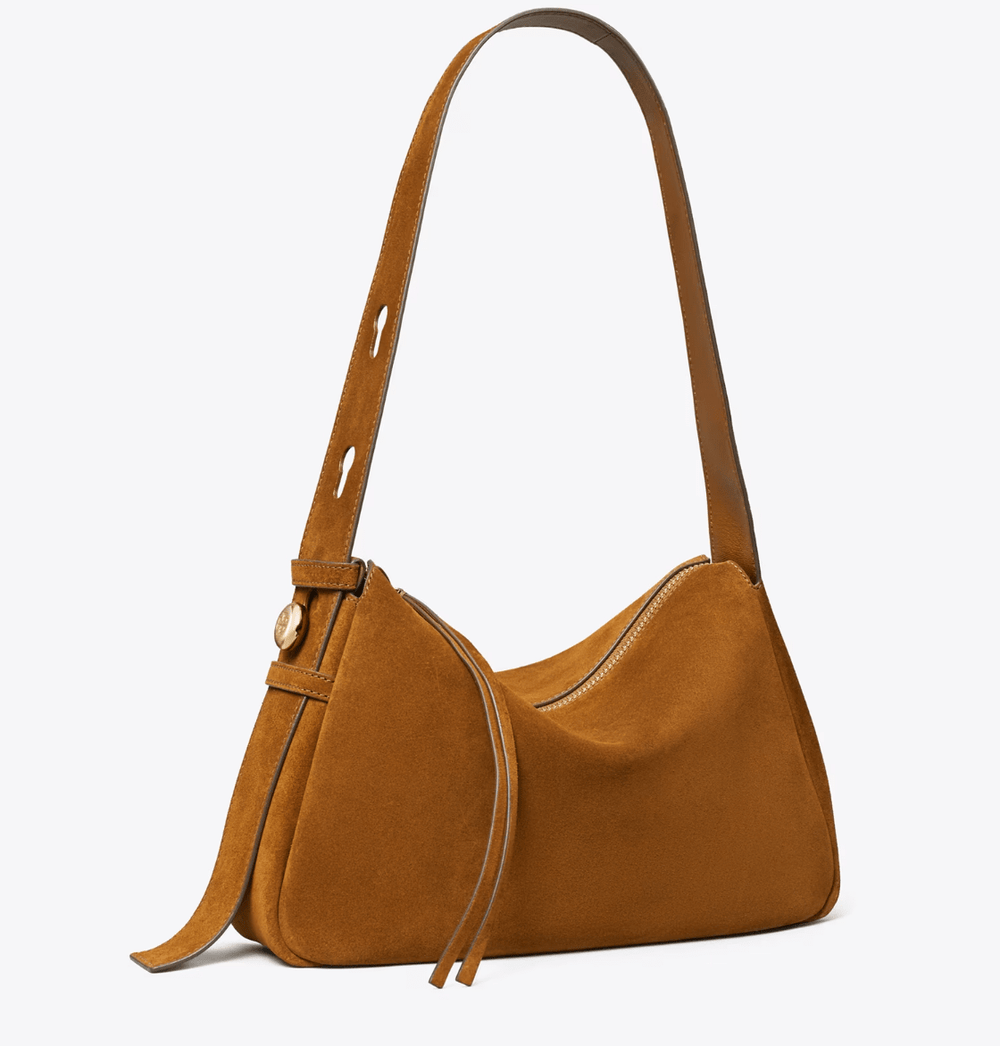 TORY BURCH HANDBAGS ROMY SHOULDER BAG PARK BENCH SUEDE HANDBAGS | Shop now at Main & Taylor Shoes!