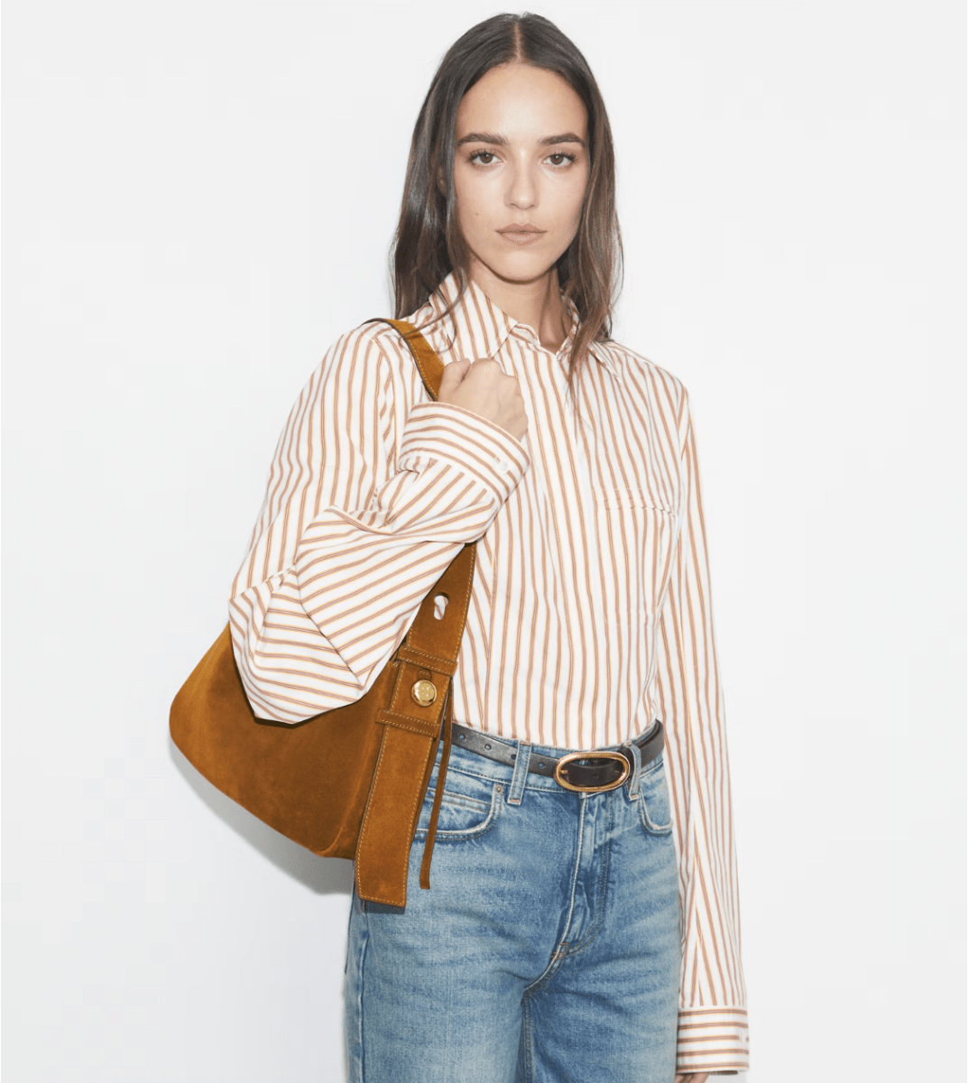 TORY BURCH HANDBAGS ROMY SHOULDER BAG PARK BENCH SUEDE HANDBAGS | Shop now at Main & Taylor Shoes!