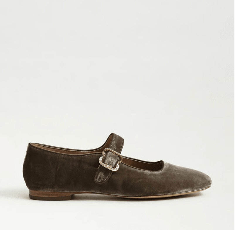 Sam Edelman MICHAELA DARK SAGE VELVET MARY JANE FLAT Shoes | Shop now at Main &amp; Taylor Shoes!