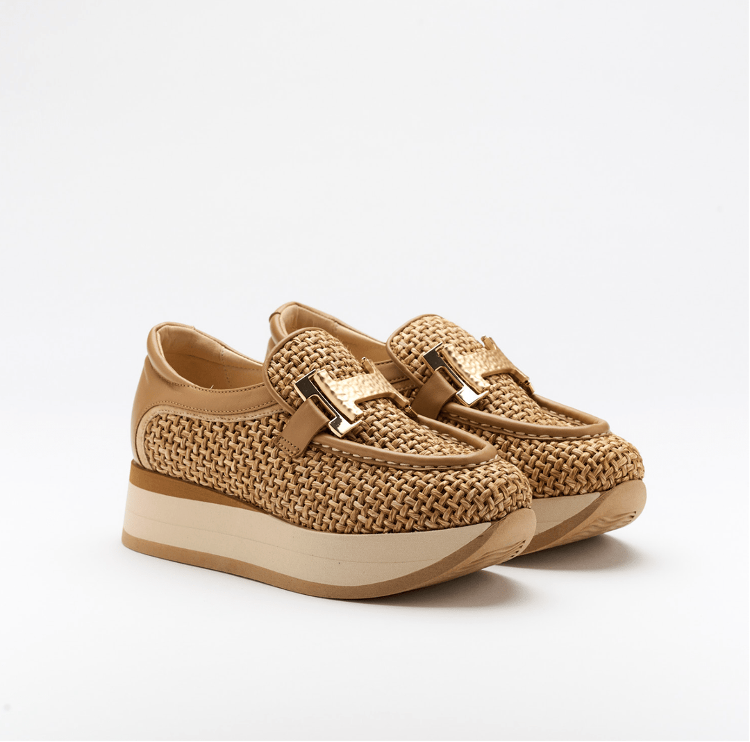 Softwaves CAMILLE NOISETTE LOAFER RAFFIA Shoes | Shop now at Main & Taylor Shoes!