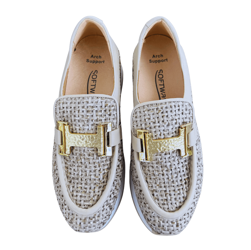 Softwaves CAMILLE SAHARA LOAFER RAFFIA Shoes | Shop now at Main & Taylor Shoes!