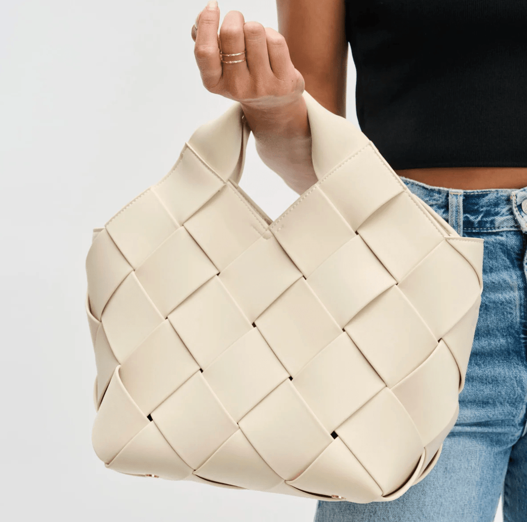 Sol and Seline RESILIENCE WOVEN CREAM TOTE HANDBAGS | Shop now at Main &amp; Taylor Shoes!