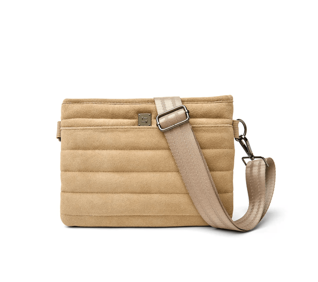 Think Roylin BUMBAG 2.0 STONE SUEDE CROSSBOCY Handbags | Shop now at Main & Taylor Shoes!