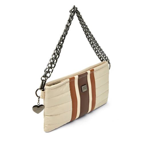 Think Royln Handbags ALMOST FAMOUS BLONDE PATENT WITH STRIPE CROSSBODY HANDBAGS | Shop now at Main & Taylor Shoes!