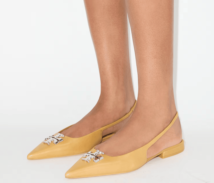 Tory Burch ELEANOR SLINGBACK HONEYCOMB TAN Shoes | Shop now at Main &amp; Taylor Shoes!