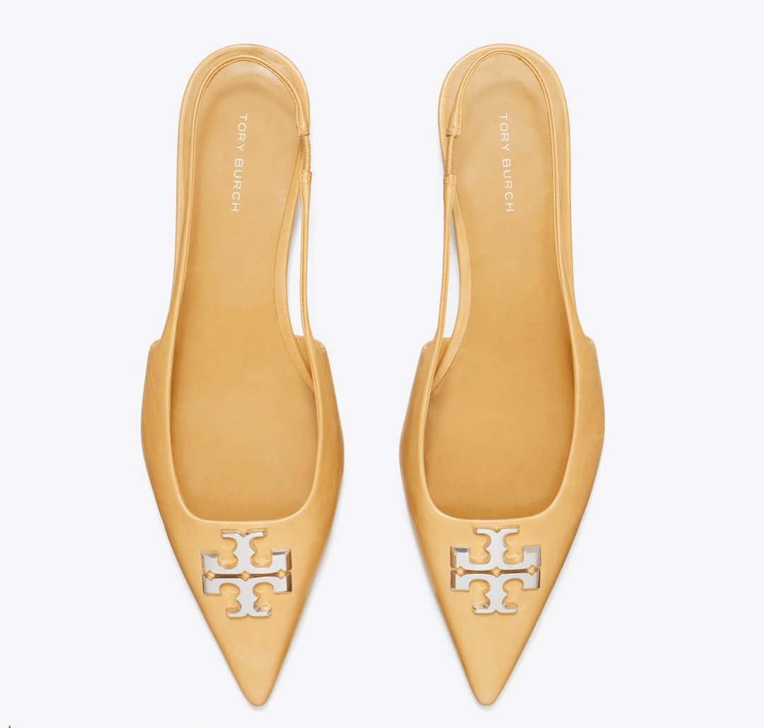 Tory Burch ELEANOR SLINGBACK HONEYCOMB TAN Shoes | Shop now at Main &amp; Taylor Shoes!