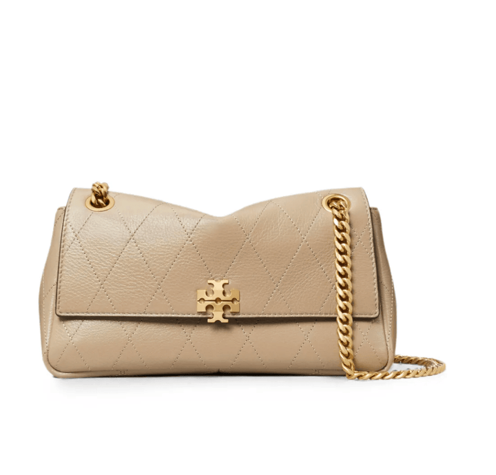 Tory Burch Handbag CHARLIE QUILTED SMALL SHOULDER SOFT CEMENT Handbags | Shop now at Main &amp; Taylor Shoes!