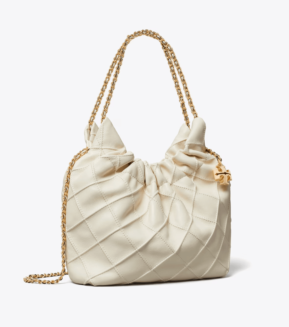 Tory Burch Handbag FLEMING MINI BUCKET CREAM BAG Handbags | Shop now at Main & Taylor Shoes!