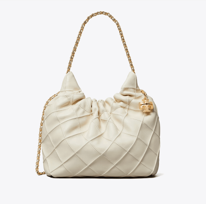 Tory Burch Handbag FLEMING MINI BUCKET CREAM BAG Handbags | Shop now at Main &amp; Taylor Shoes!