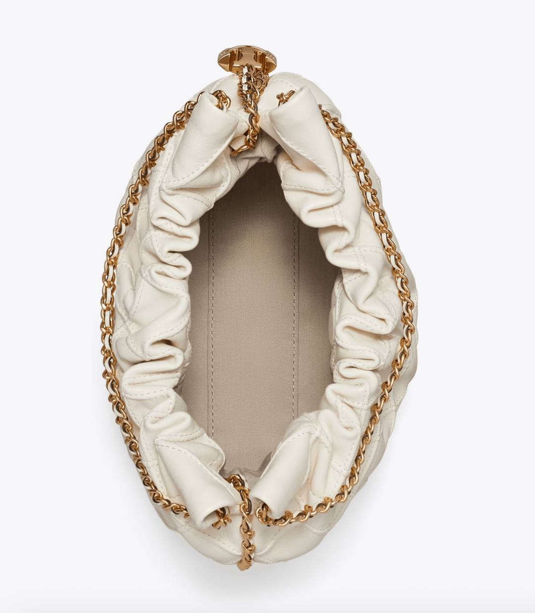 Tory Burch Handbag FLEMING MINI BUCKET CREAM BAG Handbags | Shop now at Main &amp; Taylor Shoes!