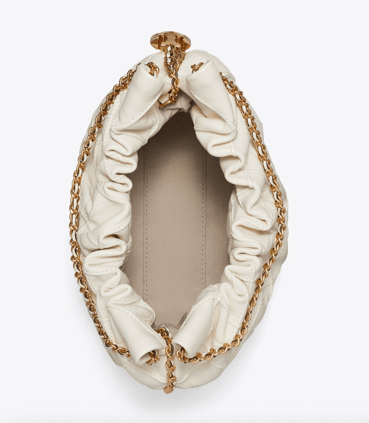 Tory Burch Handbag FLEMING MINI BUCKET CREAM BAG Handbags | Shop now at Main &amp; Taylor Shoes!