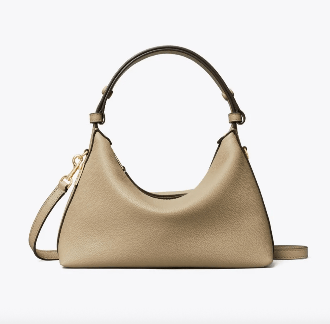 Tory Burch Handbag MELLOW SHOULDER SOFT CEMENT Handbags | Shop now at Main & Taylor Shoes!