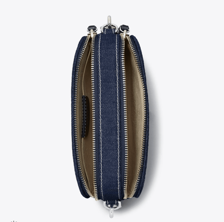 TORY BURCH HANDBAGS MILLER MINI CROSSBODY ROYAL NAVY DENIM HANDBAGS | Shop now at Main &amp; Taylor Shoes!
