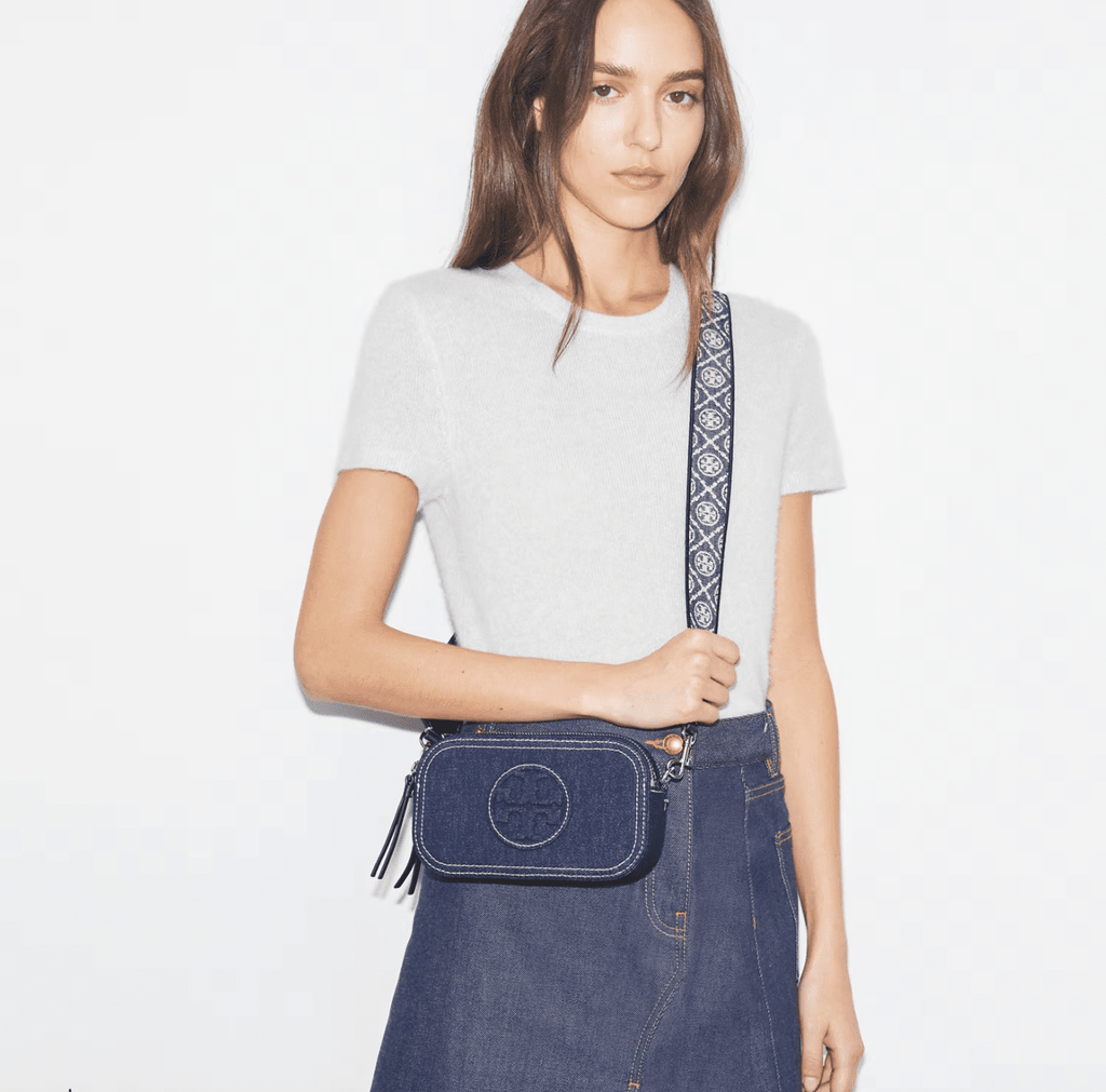 TORY BURCH HANDBAGS MILLER MINI CROSSBODY ROYAL NAVY DENIM Shoe