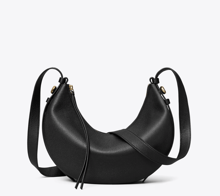 TORY BURCH HANDBAGS ROMY HALF MOON BAG BLACK HANDBAGS | Shop now at Main &amp; Taylor Shoes!