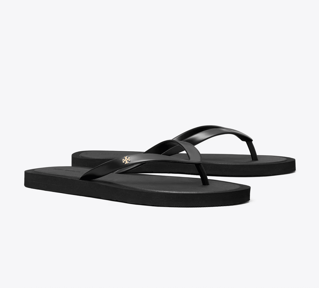 TORY BURCH KIRA PADDED FLIPFLOP BLACK SHOES | Shop now at Main &amp; Taylor Shoes!