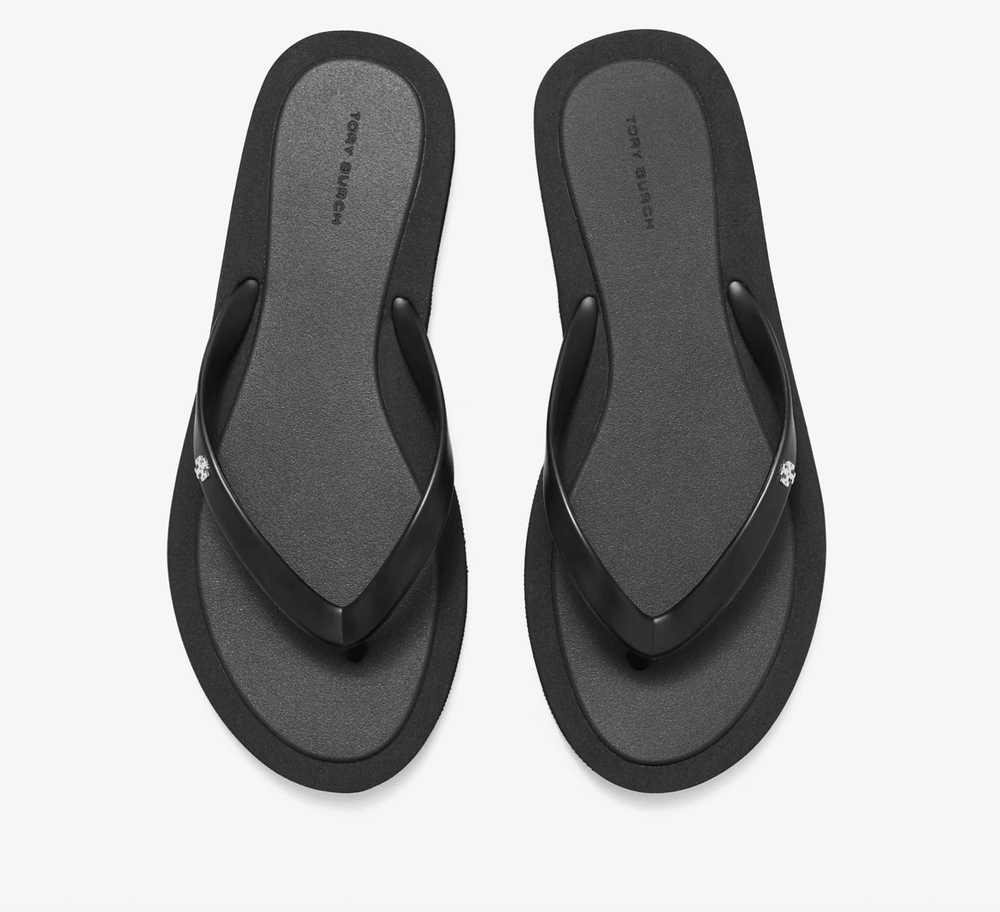 TORY BURCH KIRA PADDED FLIPFLOP BLACK SHOES | Shop now at Main & Taylor Shoes!