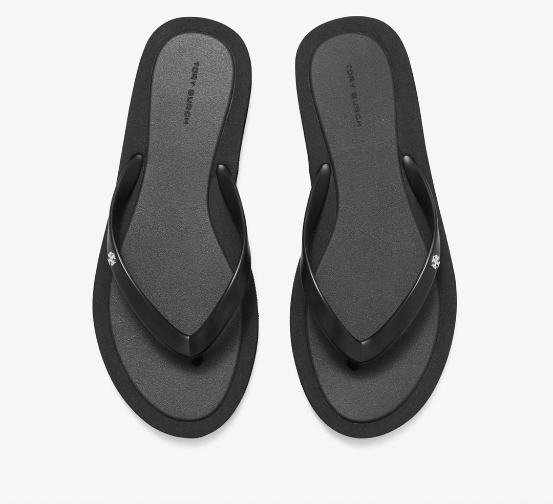 TORY BURCH KIRA PADDED FLIPFLOP BLACK SHOES | Shop now at Main &amp; Taylor Shoes!